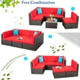 thumbnail image 2 of Sobaniilo 6 Pieces Patio Furniture Sets, All Weather PE Wicker Outdoor Conversation Set with Glass Table (Red), 2 of 7