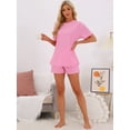 thumbnail image 2 of DARING DIVA Pajama Short Sleeve Lounge Set Elastic Shorts Sleepwear S Pink, 2 of 6