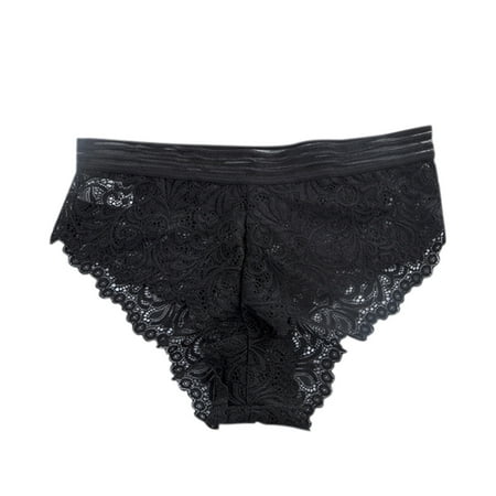 

Follure Ladies casual underwear bra Womens Lady -Lace Briefs Low Waist Knickers Thongs Panties Underwear Black Free size