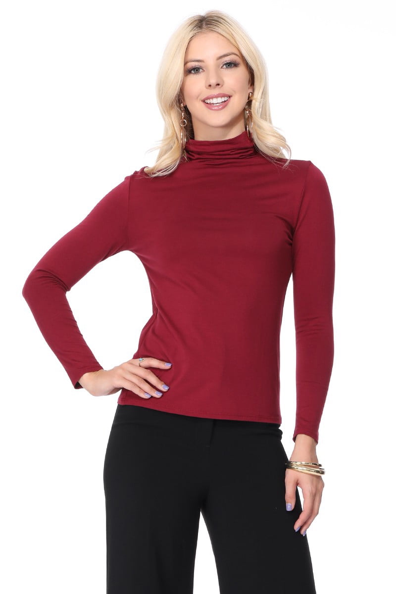 Women's Solid Basic Casual Long Sleeve Turtleneck Lightweight Pullover ...