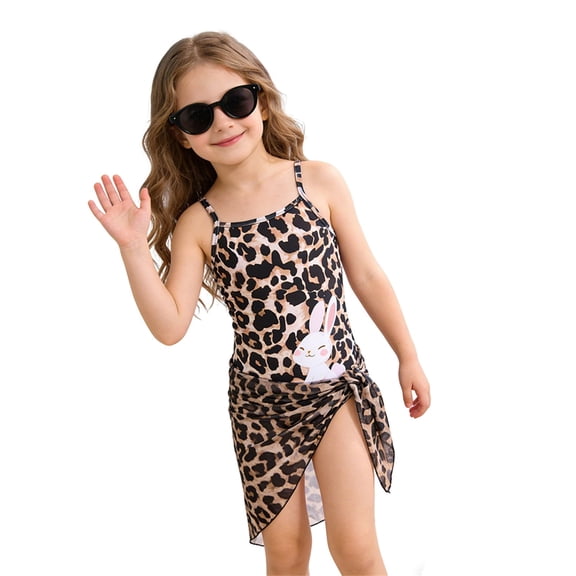 Shadoumai One Piece Swimsuit for Girls 12-14 Sheer Mesh Tankini Set Quick Dry Tropical Print Bathing Suits for Girls Cutout Adjustable Straps Girls' Swimwear with Print Shorts
