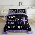 thumbnail image 2 of jejeloiu Girly Ballerina Queen Comforter Set,Ballet Dancer Bedding Sets,Purple Bling Heart Bedding Comforter Set For Teens,Luxury Bedroom Decor Reversible,3 Pieces, 2 of 8