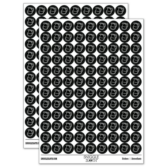 Glass Pitcher with Water Lemonade 200 Round Stickers - Black - Gloss Finish - 0.50" Size