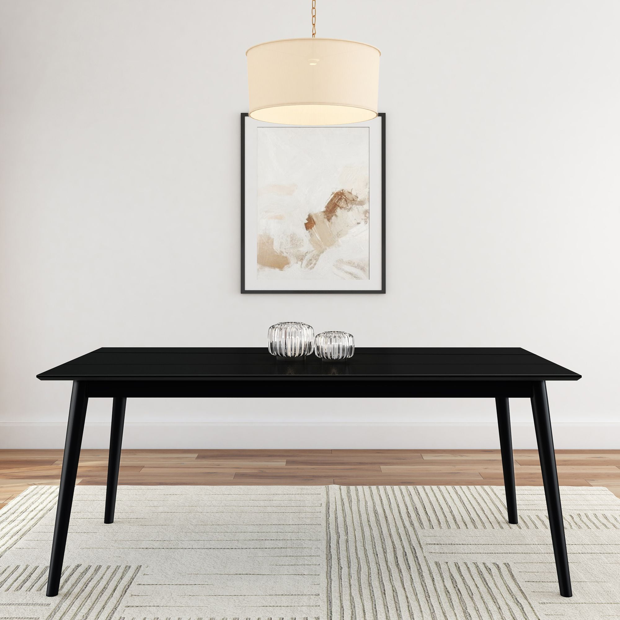 Plank+Beam 72" Mid Century Modern Dining Table, Solid Wood Kitchen & Dining Room Table for 6, Black