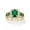 Green Emerald, variant on Emerald-Cut Simulated Green Emerald or Red Ruby and Cubic Zirconia Halo Cocktail Ring Yellow Gold-Plated