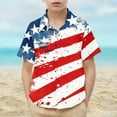 thumbnail image 2 of Jgppe Boys Button down Shirts Summer Beach Shirt 4th of July Print Lapel Short Sleeve Tops for 2-15 Years, 2 of 7