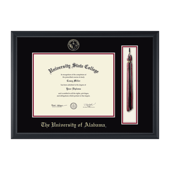 Framerly - UA Tassel Diploma Frame with Black and Crimson Mat