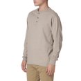 thumbnail image 2 of Hanes Mens Beefy-T Long-Sleeve Henley, S, Pebblestone Crossdye, 2 of 5