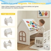 Funjoypals 9 in 1 Multifunctional Kids Activity Table Building Block Drawing Table for Children Kids Age 3-8 Indoor Playroom Bedroom