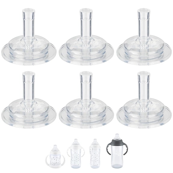 ACDANC 6 Count Replacement Silicone Sippy Straw Nipple Compatible with Sippy Straw Cup Nipples Replacement for Active and Learner Cups,Soft 100% Silicone Sippy Straw Cup Nipples,8M+