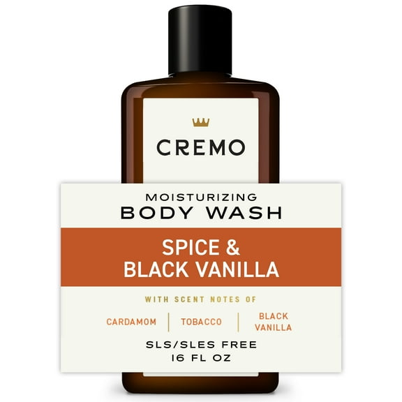 Cremo Men's Body Wash, Spice & Black Vanilla Scent, 16 fl oz
