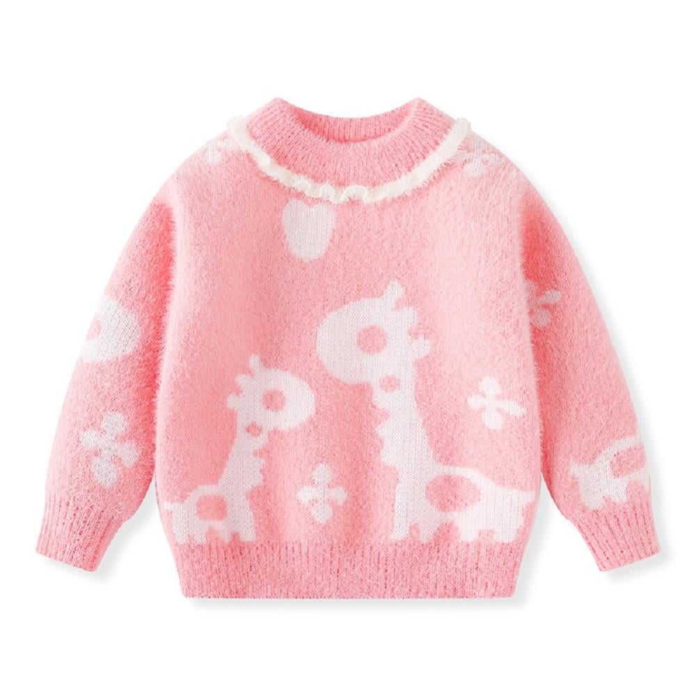 Esaierr Baby Toddler Girl Sweater Kids Cute Cartoon Rabbit Round Neck