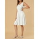 thumbnail image 5 of INSPIRE CHIC Vestido sin mangas midi de lunares con escote en V y cintura ajustable XS Blanco, 5 of 7