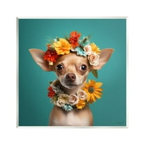 Stupell Industries Floral Chihuahua Portrait Animals & Insects Painting Unframed Art Print Wall Art, 12 x 12