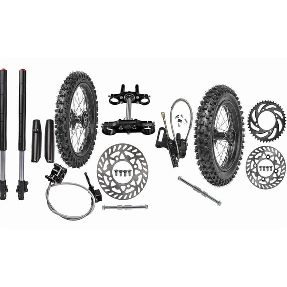 Front Forks End Triple Tree   17" 14" Wheel 90/100-14 70/100-17 Tire Rim Disc Brake Assembly Upgrade Kit for Pit Dirt Bike Apollo Taotao SSR Coolster 125cc 140cc 150cc 160cc