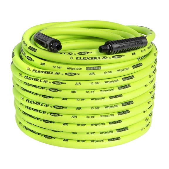 Flexzilla Air Hose, 3/8" x 100', 1/4" MNPT Fittings, ZillaGreen