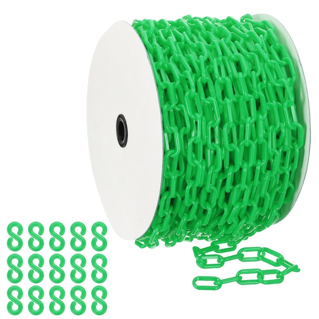 Uxcell Green Plastic Chain, 164 ft 6mm Safety Barrier Chain for Crowd Control