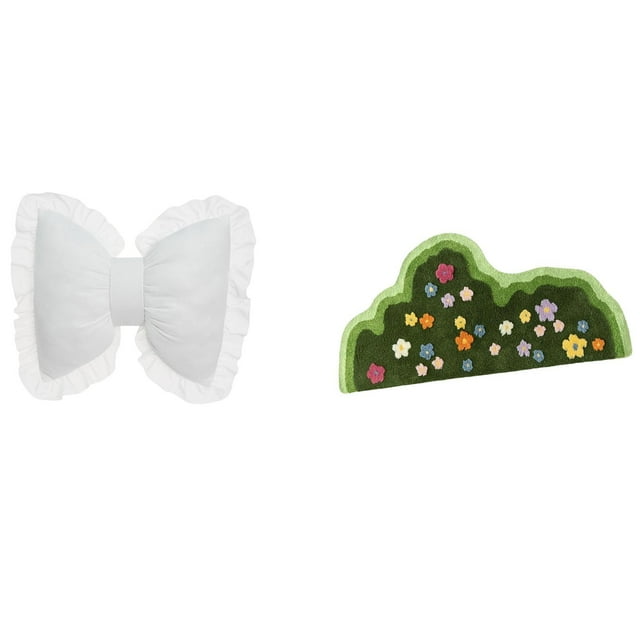 Cojín con lazo y alfombra de suelo, funda de almohada con lazo, adorno cómodo, material resistente al desgaste, ideal para sala de estar.