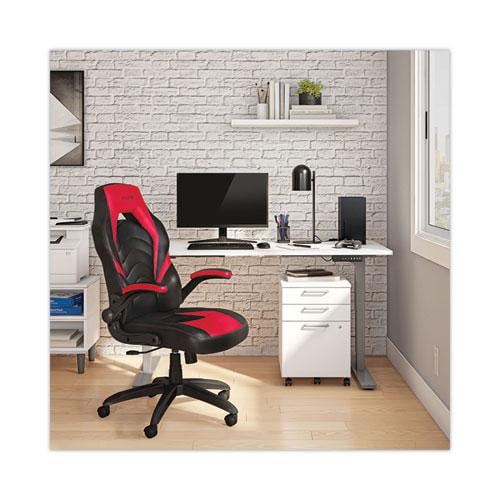 Emerge Vortex Bonded Leather Gaming Chair, Black & Red, Adjustable