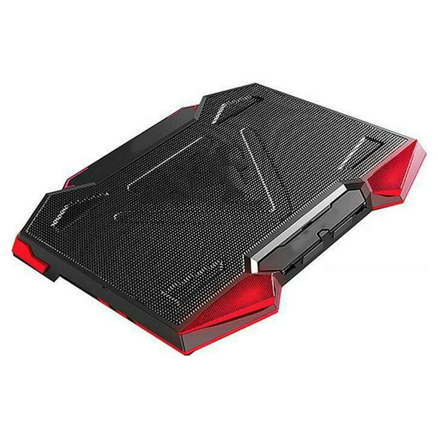 MesaSe Réglable Ordinateur Portable Refroidisseur Silencieux 5 Ventilateurs Ordinateur Portable Base de Refroidissement pour le Travail de Bureau Jeu Vidéo Noir et Rouge