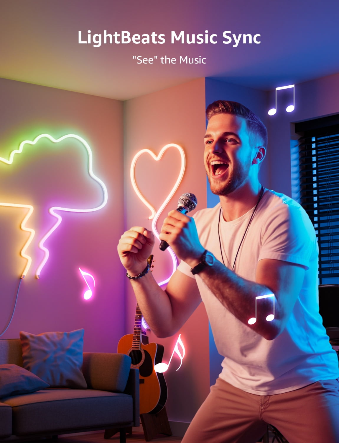 Lepro N1 AI Smart RGB Rope Lights for Christmas, Personalized AI Lighting Designer, LightBeats Music Sync, Color Segment DIY, Voice Control Via App, 19.68ft Wi-Fi & Bluetooth LED Strip Lights