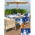 thumbnail image 4 of Outdoor Tablecloth with Umbrella Hole and Zipper, Navy Blue Christmas Rectangle Table Cloth 60x120 Inch Waterproof Tablecloth, Snowman Snowflake Gifts Xmas Tree Picnic Table Cover for Patio Camping, 4 of 7