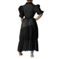 thumbnail image 4 of Womens Summer Tops Short Sleeve High Low Asymmetrical Ruffle Tunics Blouse Top Summer Shirts for Women Black L, 4 of 6