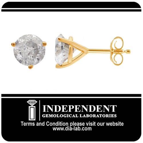 1.00 Carat T.W. Round Diamond 14kt Yellow Gold Martini Stud Earrings, IGL Certified, Comes in a Box
