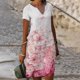 thumbnail image 2 of Vestidos Para Mujer Vestidos Casuales Mangas Cortas Flores de Moda Vestido de Cintura Estampado Vestido Con Cuello en V Vestido Hasta La Rodilla Odeerbi ODB154205, 2 of 5