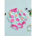 thumbnail image 4 of Suealasg Toddler Girls Rash Guard Swimsuit Rompers Long Sleeve Shell Print Baby Ruffles Bathing Suit Swimwear, 4 of 9