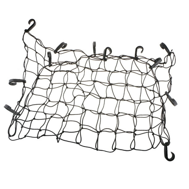 Black Latex Net Strech Luggage Netting and 12 Adjustable Hooks, for