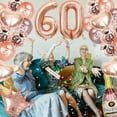 thumbnail image 2 of YANSION 60th Birthday Decoration for Mother, Rose Gold Birthday Decorations, 60th Rose Gold Balloons Happy 60th Birthday Triangle Flag Banner Number 60 Balloons for Women Birthday Party Decorations, 2 of 7