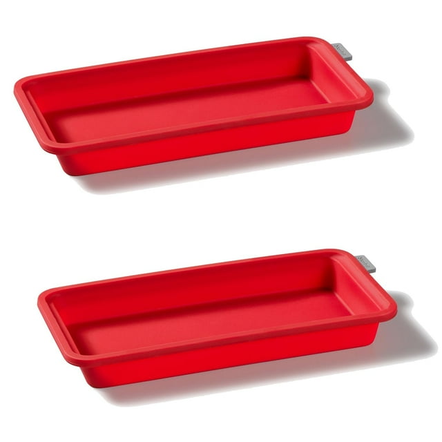 Starfrit - Set of 2 Soft Silicone Baking Dishes, Dishwasher Safe, Red