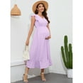 thumbnail image 2 of Yesfashion Maternity Dress Summer Ruffle Cap Sleeveless V Neck Maxi Dresses Maternity Wear, 2 of 5