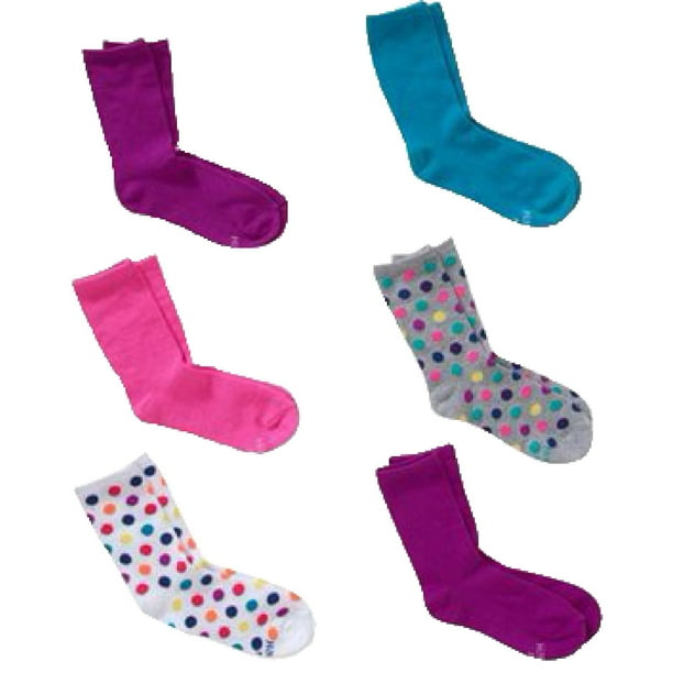 Hanes Hanes Girls Crew Socks 6Pack, Sizes ML