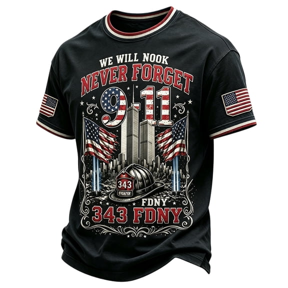 911 Never Forget Shirt 9/11 25th Anniversary Shirt Patriotic T-Shirt September 11 Memorial Tee Vintage American Flag Shirt