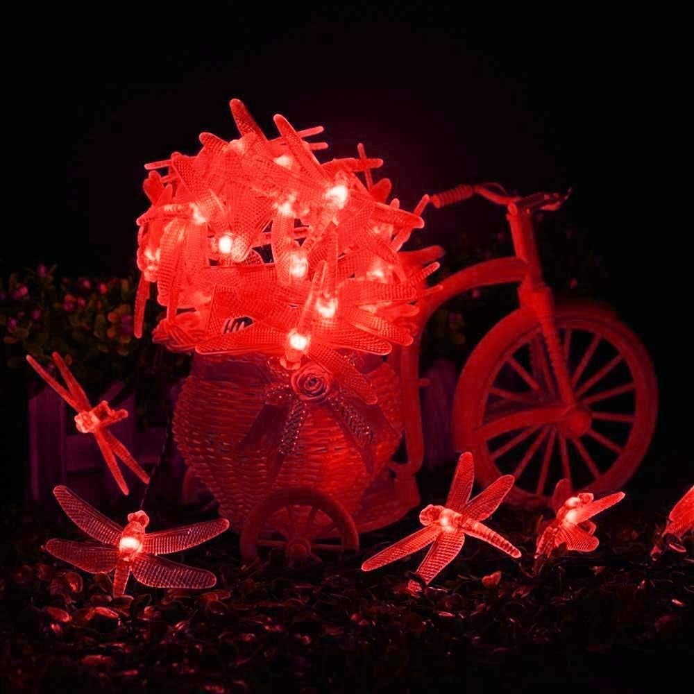 Outdoor Garden Solar String Lights, 7m 50LED Solar Garden Dragonfly String Lights Dragonfly String Light Waterproof for Yard