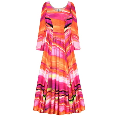 Small Petite Womens Dress Orange Spring Song Designer Print Long Sleeve Princess Cut