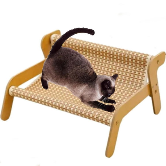 The Claw Lounge,Sisal Cat Scratcher Bed Nartural,Nartural Sisal Scratch Post,Large Cats Scratcher Lounge, Wooden Cat Furniture