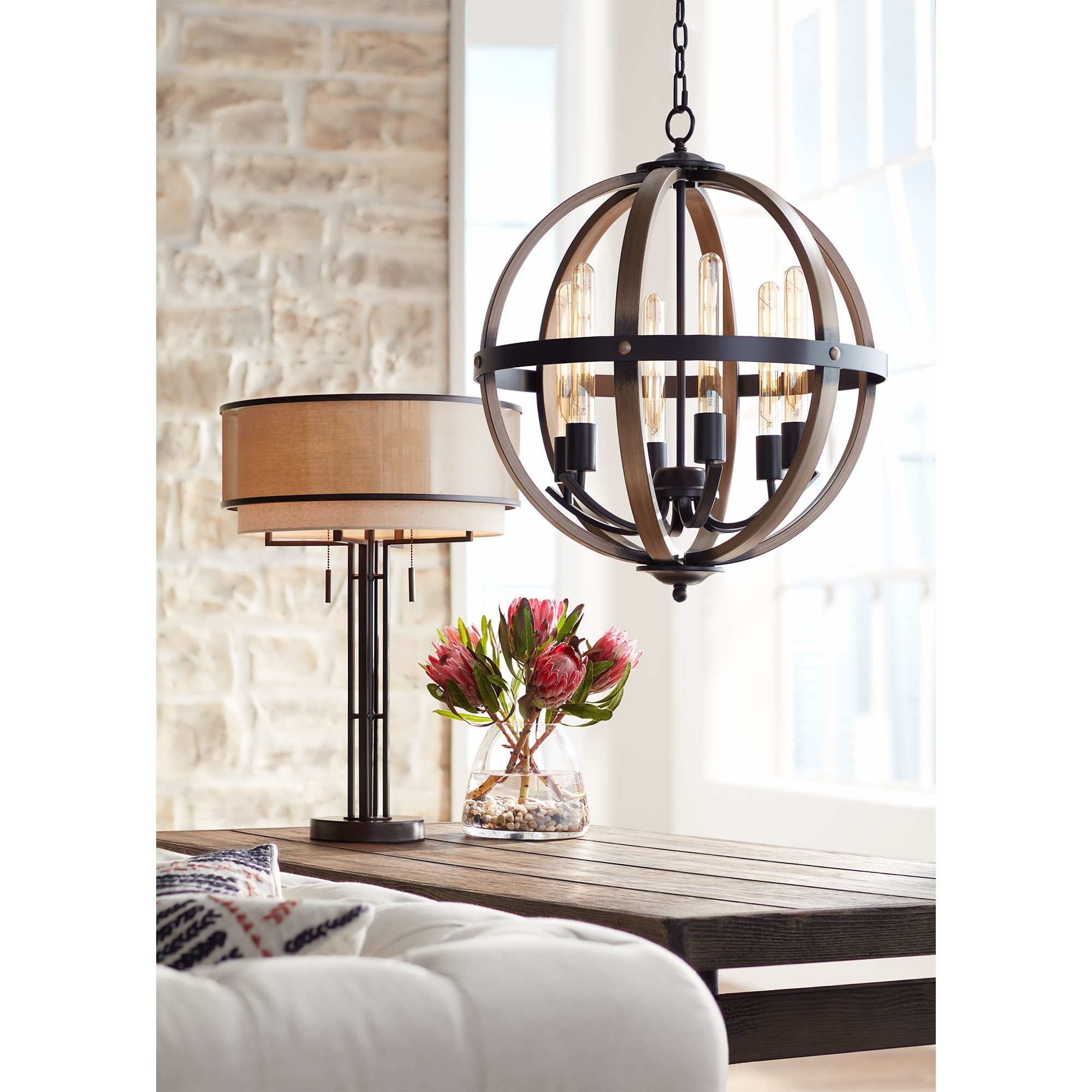 andes double shade industrial table lamp