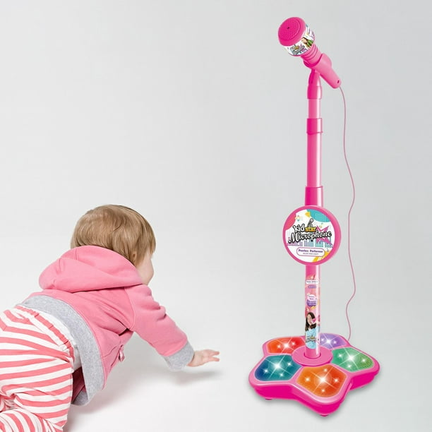 TISHITA Machine de Karaoké pour Enfants avec Lumières Microphone Jouet avec  Support pour Enfants Rouge 