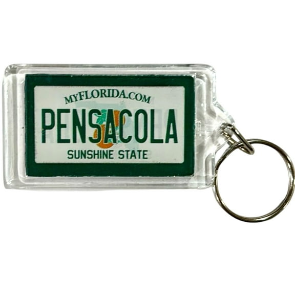 Pensacola Florida License Plate Acrylic Rectangular Souvenir Keychain 2.5" X 1.5"