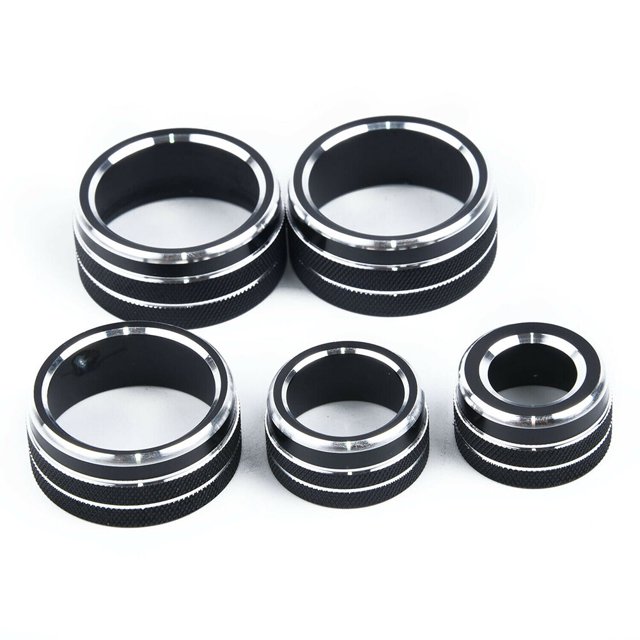 5pcs Car Center Console Switch Button Trim Rear Mirror Air Conditioner Control Knob Cover for Camry 2018 Black