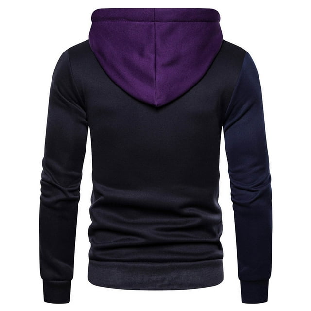 Suéter con capucha de ajuste delgado con costura multicolor para hombre Suéter de patchwork informal Pompotops oipoqjl15889