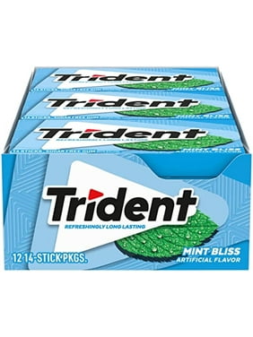 Trident Mint Bliss Sugar Free Gum, 12 Packs Of 14 Pieces (168 Pieces)