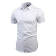 thumbnail image 2 of Iugvhana Dress Shirt for Men Big & Tall Short Sleeve Button Down Shirts Slim Fit Casual Business Work Office Formal Shirts White XL, 2 of 6