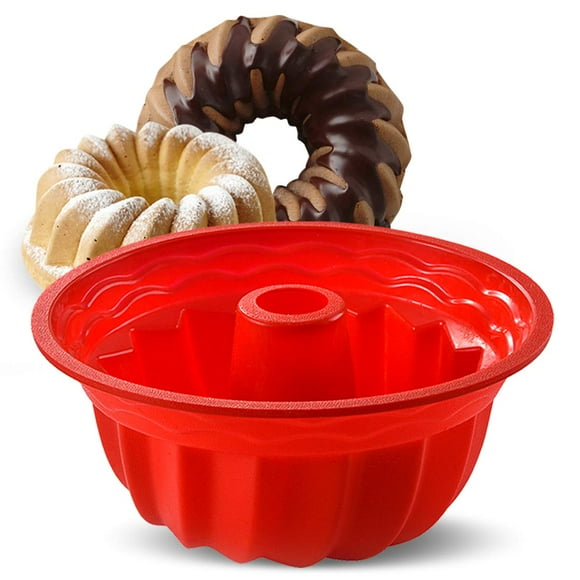 Aokinle Moule à Gâteau Bunte Cannelé en Silicone, Moule à Gâteau Rond en Silicone de Qualité Européenne LFGB de Niveau Supérieur, Moule à Gâteau Antiadhésif pour Gelée, Gélatine, Pain, Moule Tubulaire de 9,45 Pouces