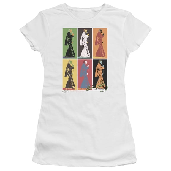 Trevco ELV659-JS-1 Elvis Presley & Retro Boxes Juniors Sheer Cap Short Sleeve T-Shirt, White - Small