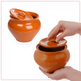thumbnail image 3 of STP GOODS Traditional Natural Clay Stoneware Baking Pot with Lid 19 fl oz (575 ml) Handmade Oven Cooking Pot Stoneware Ramekin Clay Pot Clay Cookware, 3 of 10