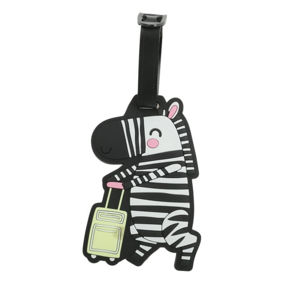 Unique Bargains 1 Pc Luggage Zebra Luggage Tag for Travelling Black White Soft Rubber